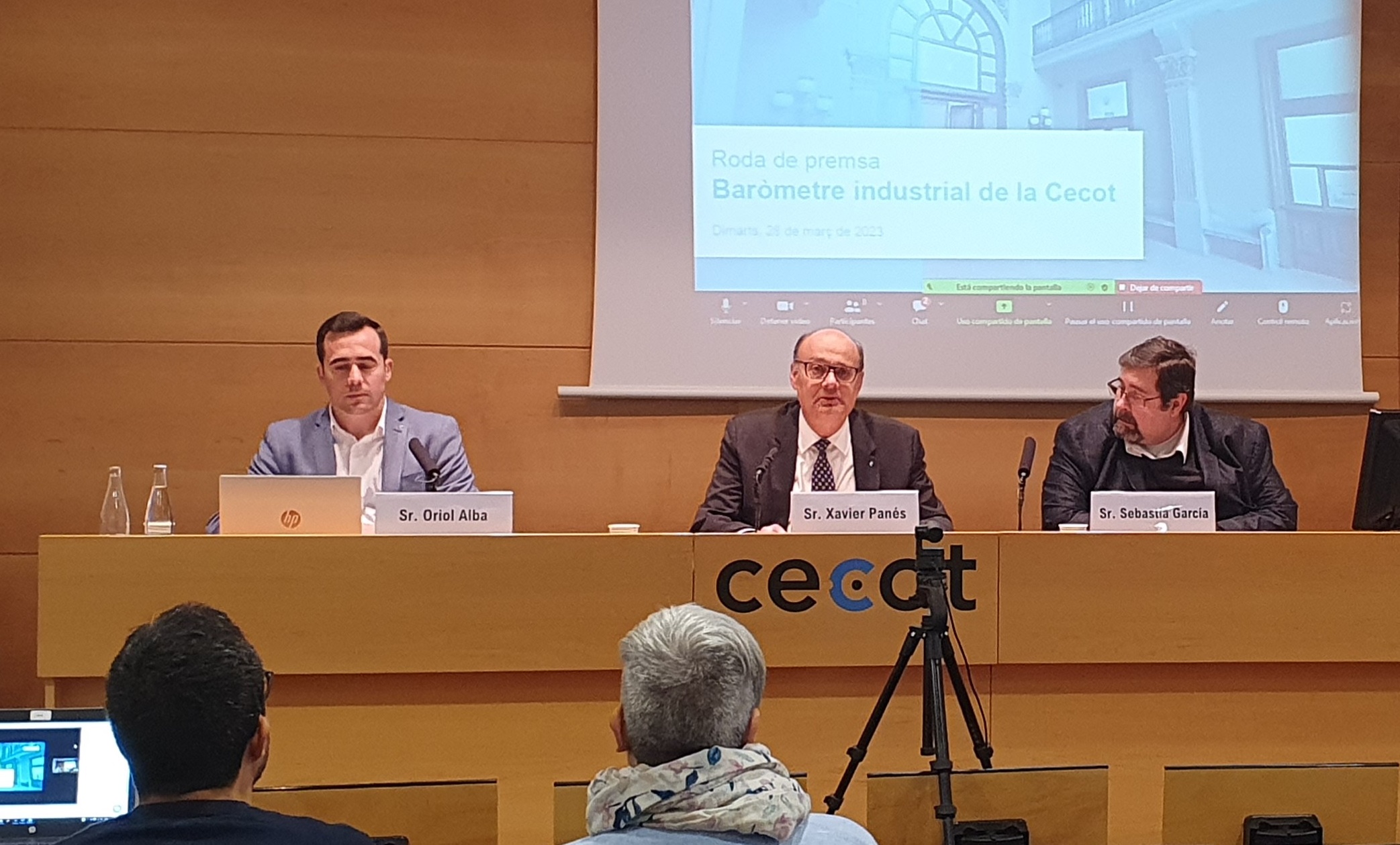 Oriol Alba, secretario general de CECOT, Xavier Panés, presidente de CECOT y Sebastián García, Director General de GBIE